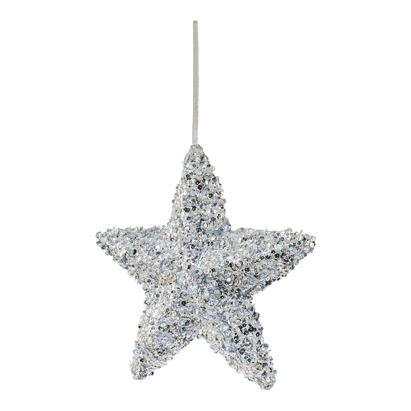 Stern, 35x8cm aus Styropor, mit Glitzer und Pailletten, mit Hänger