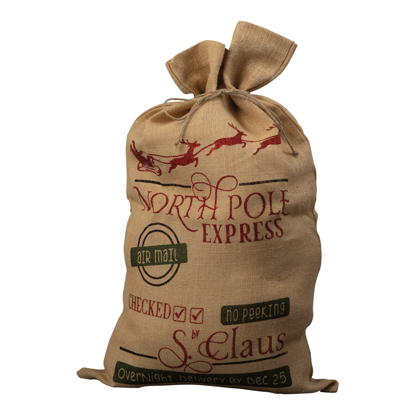 Jute-Geschenksack "North Pole Express", 80x50cm