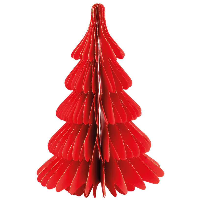 Tannenbaum, faltbar, 30cm Ø 20cm aus Papier, selbststehend, mit goldenem Glitterrand