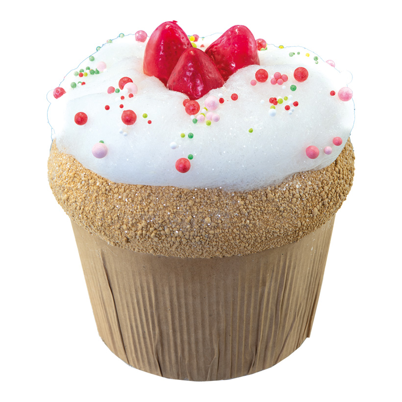 Erdbeer-Cupcake, H: 18cm XL, aus Hartschaum Erdbeer-Cupcake, H: 18cm XL, aus Hartschaum