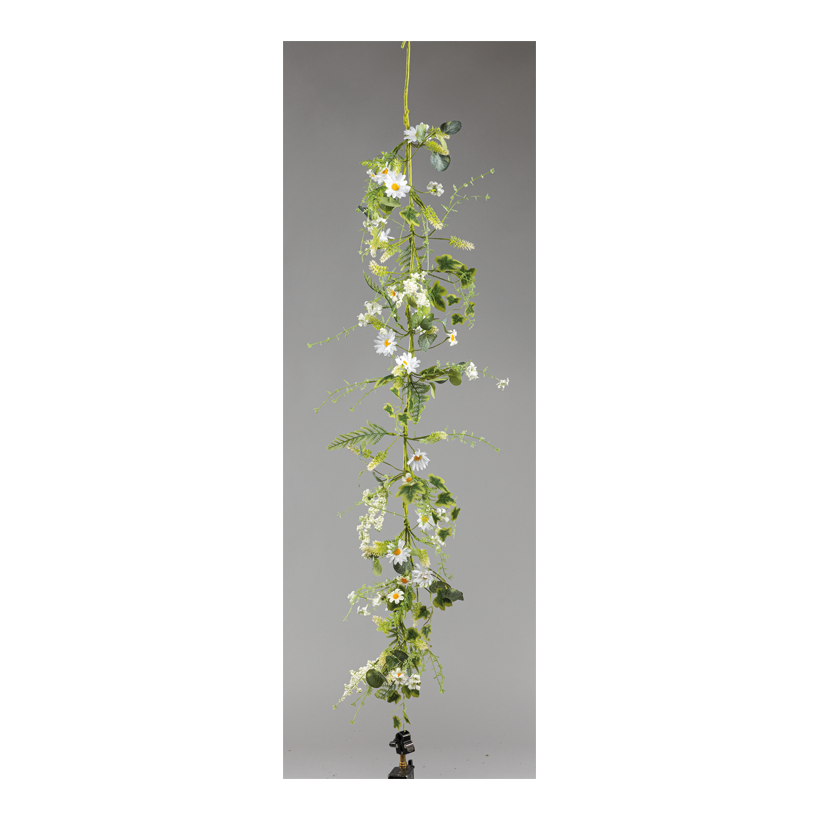 Guirlande de marguerites, 150cm en soie artificielle/plastique, flexible, décoré d'un côté