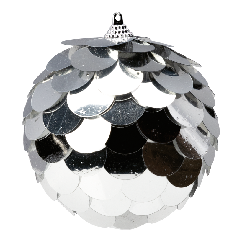 Kugel mit Plättchen, ø 10cm aus Styropor/Kunststoff, mit Hänger