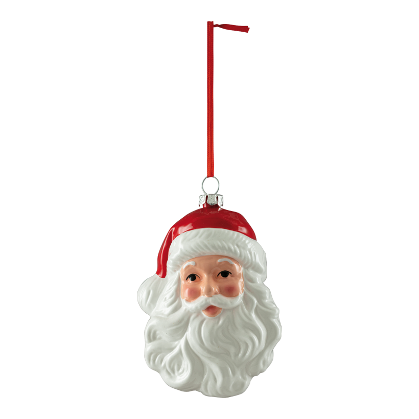 Weihnachtsmannkopf-Hänger, 11cm aus Kunststoff