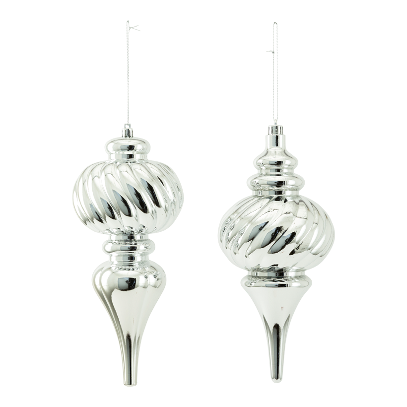 Ornamente, 25cm 0 im 2-er Set, aus Kunststoff, spiralförmig, mit Hänger