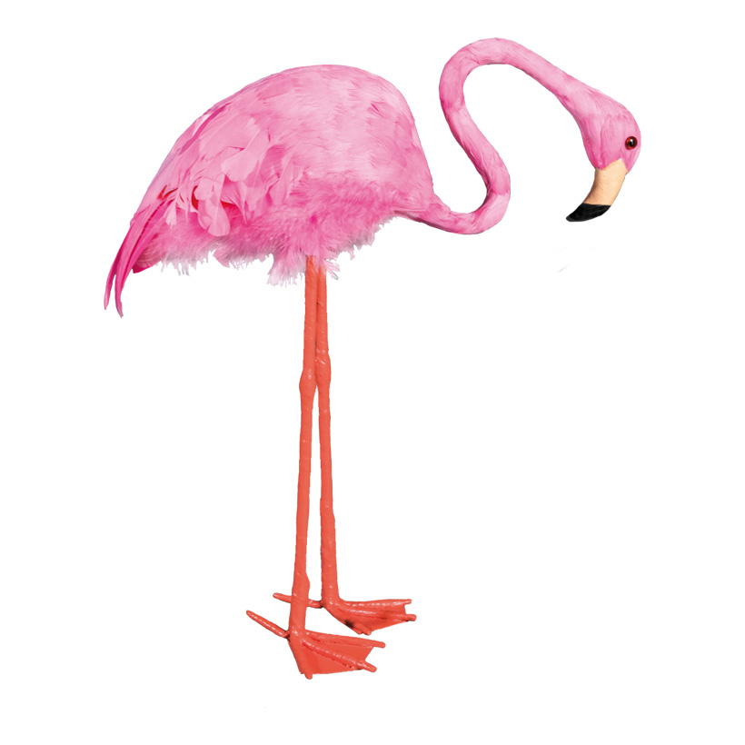 Flamingo, 37x12,5x47cm Kopf gesenkt, aus Styropor, mit Federn Flamingo, 37x12,5x47cm Kopf gesenkt, aus Styropor, mit Federn