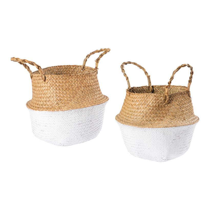 Körbe M: 27x23cm, L: 32x27cm 2-er Set, aus Seegras, mit Henkel