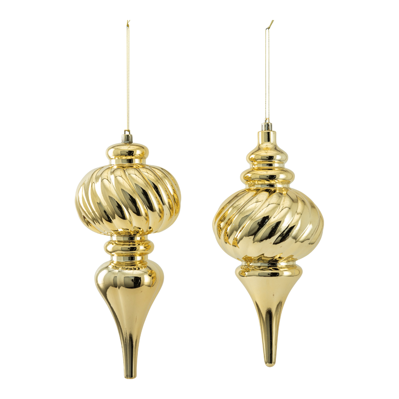 Ornamente, 25cm 0 im 2-er Set, aus Kunststoff, spiralförmig, mit Hänger