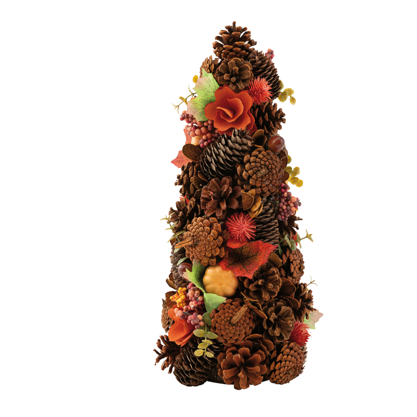 Tannenbaum, 42x18cm aus Styropor/Kunstseide, mit echten Zapfen