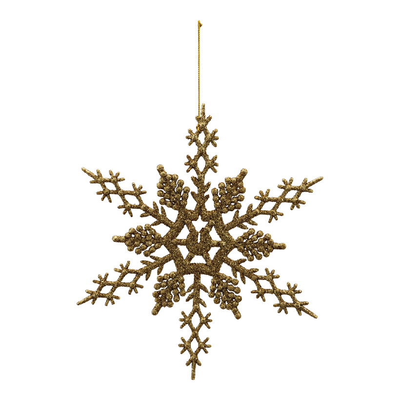 Schneeflocke, ø 20cm aus Kunststoff, beglittert, mit Hänger