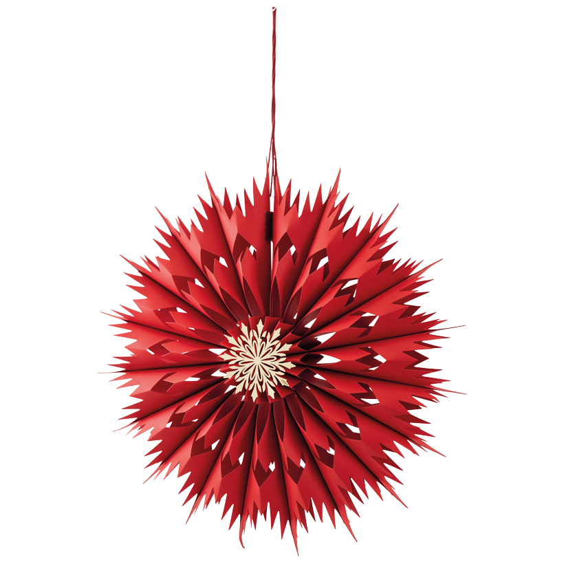 Schneeflocke, mit Metallstern, Ø 60cm aus Papier, faltbar, mit Kordel und Klettverschluss