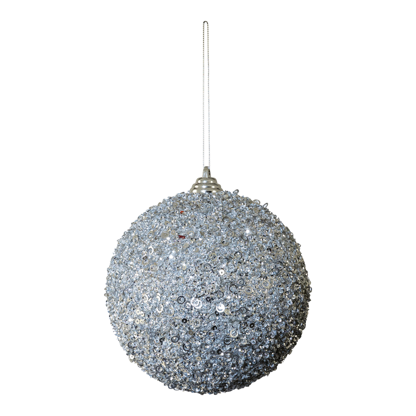 Kugel mit Pailletten, Ø 15cm  aus Styropor/Kunststoff, mit Hänger, beglittert