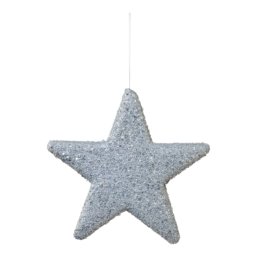 Stern mit Pailletten, ø 40cm aus Kunststoff, flach, mit Hänger, beglittert