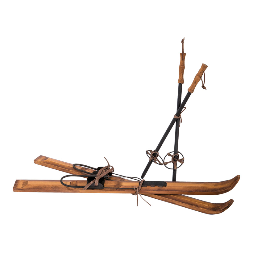 Retro-Skier, 90cm im Paar, mit Stöcken Retro-Skier, 90cm im Paar, mit Stöcken
