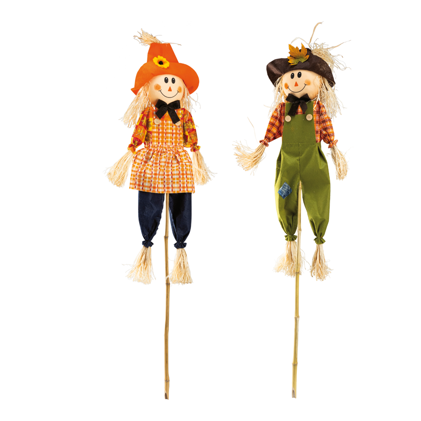 Vogelscheuchen, 120cm im 2-er Set, aus Stoff/Stroh/Styropor