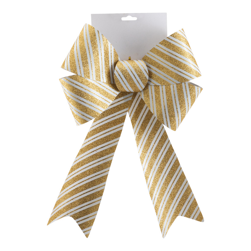 Schleife, 42x28x5cm aus Kunststoff, mit 4 Schlaufen, beglittert, auf Karte