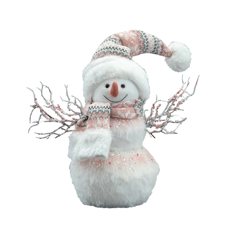 Schneemann, 35x30x15cm aus Styropor/Stoff, Mütze biegsam