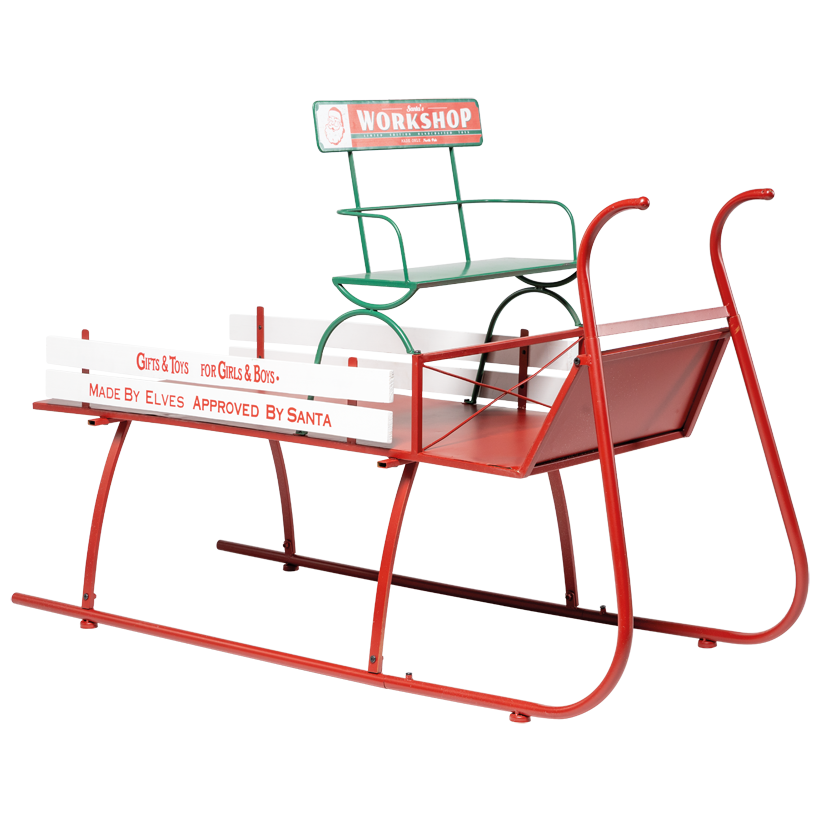 Schlitten, mit Sitz, 135x58x91cm aus Metall und Holz, zum Zusammenbauen, inkl. Montageanleitung
