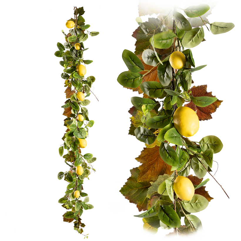 Zitronengirlande, 150cm mit 8 Zitronen, aus Kunststoff