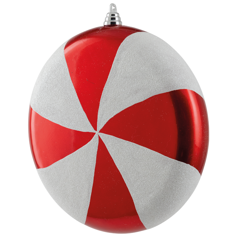 Kugel Ornament, Ø 30cm aus Kunststoff, flach, mit Hänger