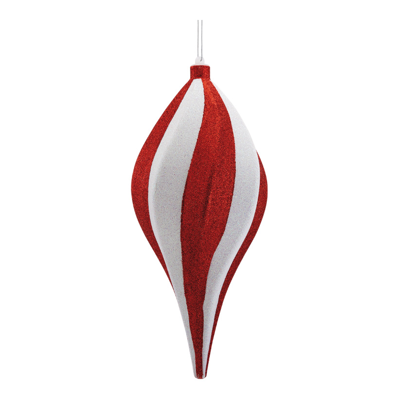 Ornament, 30cm aus Kunststoff, spiralförmig, beglittert, mit Hänger Ornament, 30cm aus Kunststoff, spiralförmig, beglittert, mit Hänger