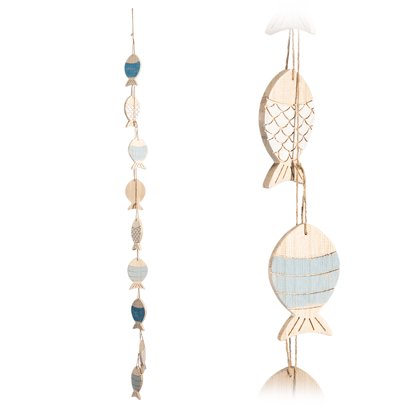 Fisch Girlande, 150x13cm aus Holz
