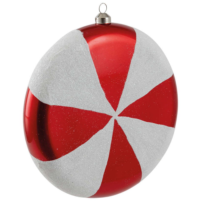 Kugel Ornament, Ø 20cm aus Kunststoff, flach, mit Hänger