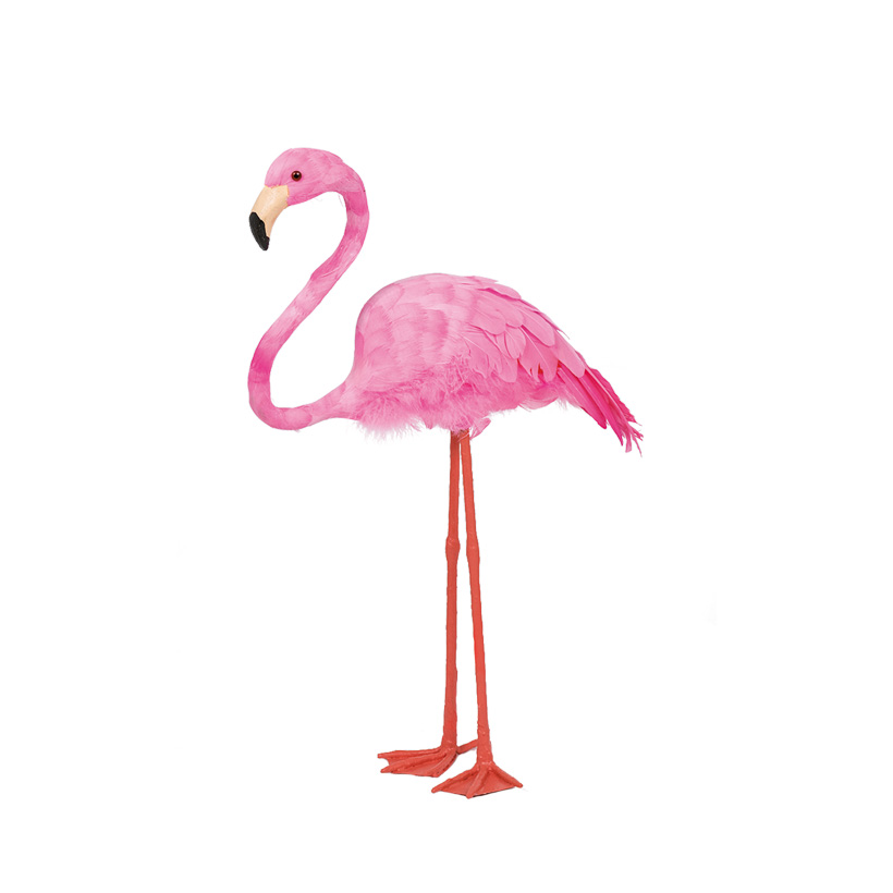 Flamingo, 38x12,5x43cm Kopf gehoben, aus Styropor, mit Federn Flamingo, 38x12,5x43cm Kopf gehoben, aus Styropor, mit Federn