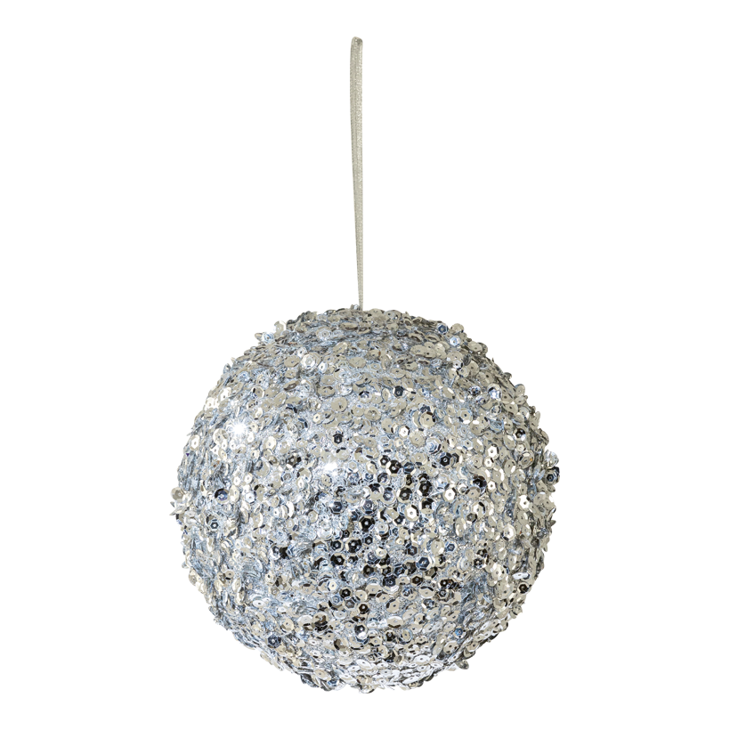 Kugel, ø 20cm aus Styropor, mit Glitzer und Pailletten, mit Hänger