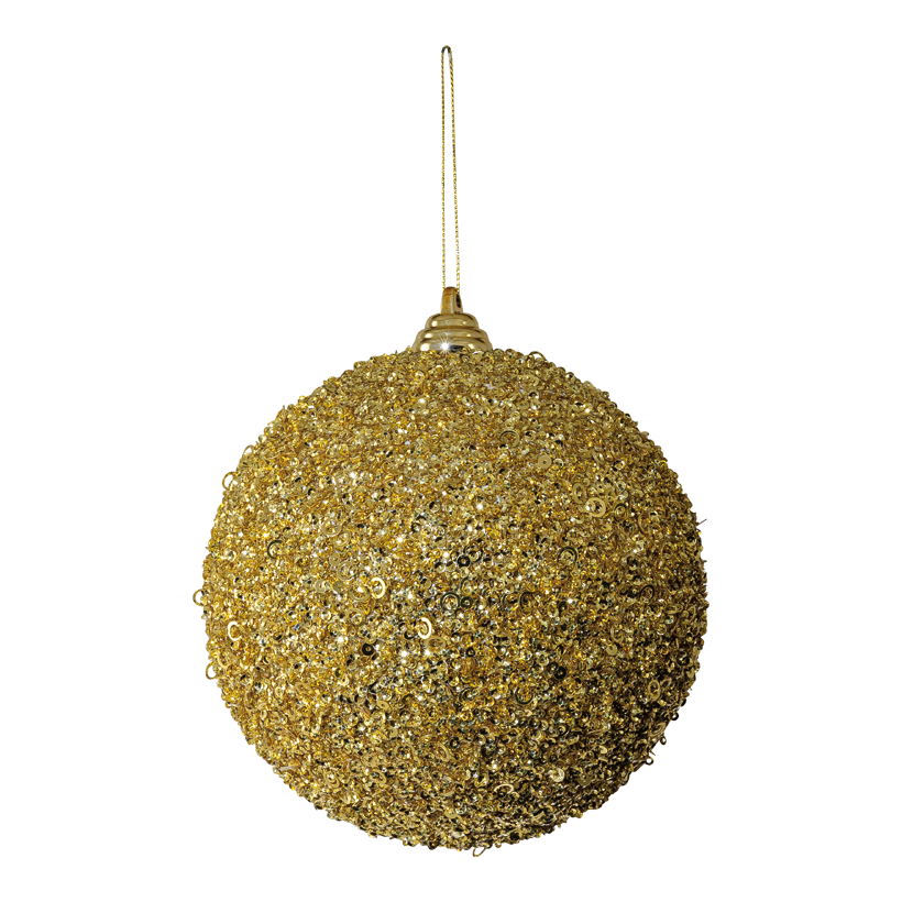 Kugel mit Pailletten, Ø 15cm  aus Styropor/Kunststoff, mit Hänger, beglittert