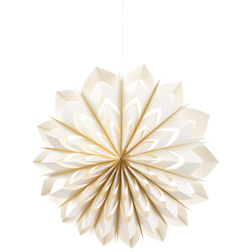 Schneeflocke, faltbar, Ø 60cm aus Papier, doppellagig, mit Hänger, mit Magnetverschluss