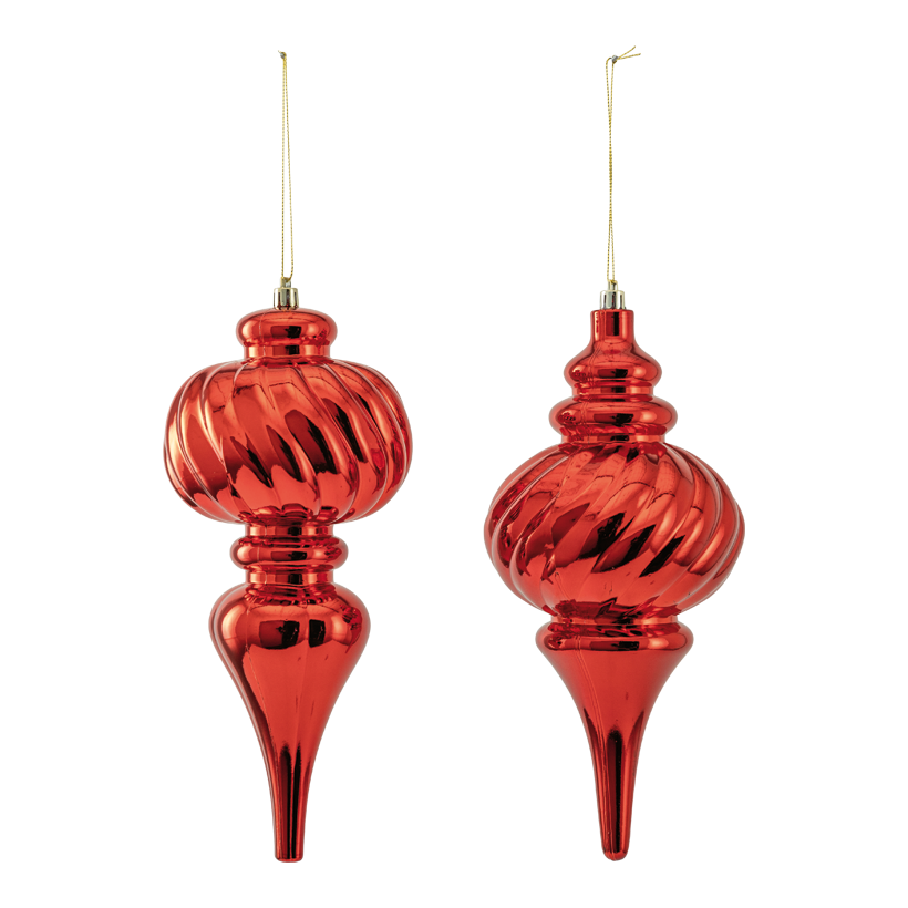 Ornamente, 25cm 0 im 2-er Set, aus Kunststoff, spiralförmig, mit Hänger