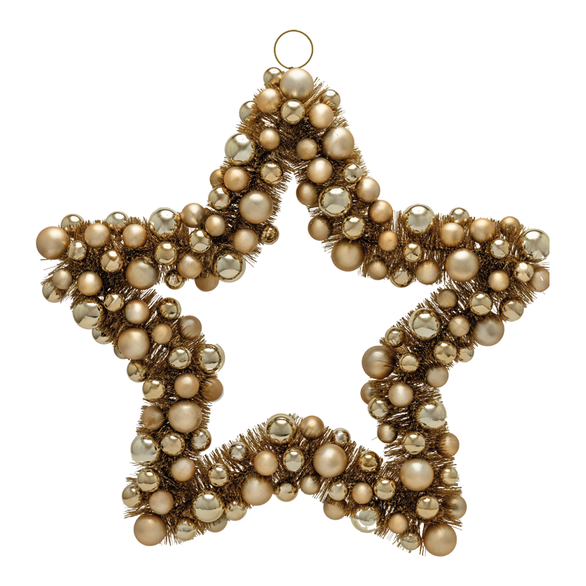 Stern mit Weihnachtskugeln, 60cm aus Kunststoff, beglittert, einseitig beschmückt