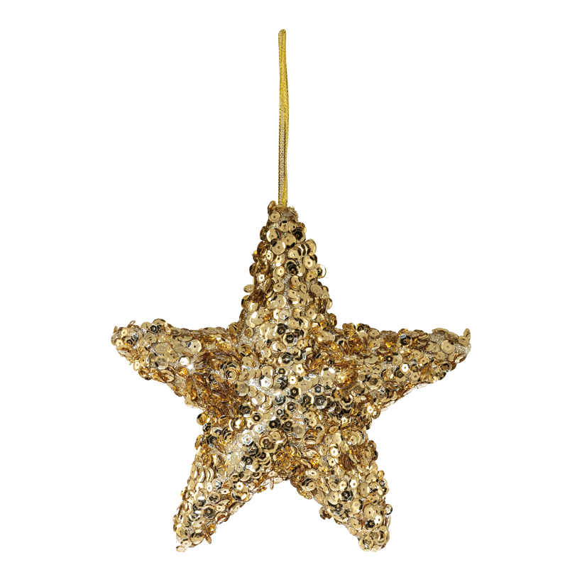 Stern, 21x5cm aus Styropor, mit Glitzer und Pailletten, mit Hänger