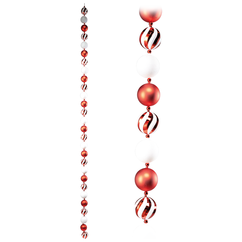 Guirlande de boules de Noël, 270cm en plastique, 57 boules