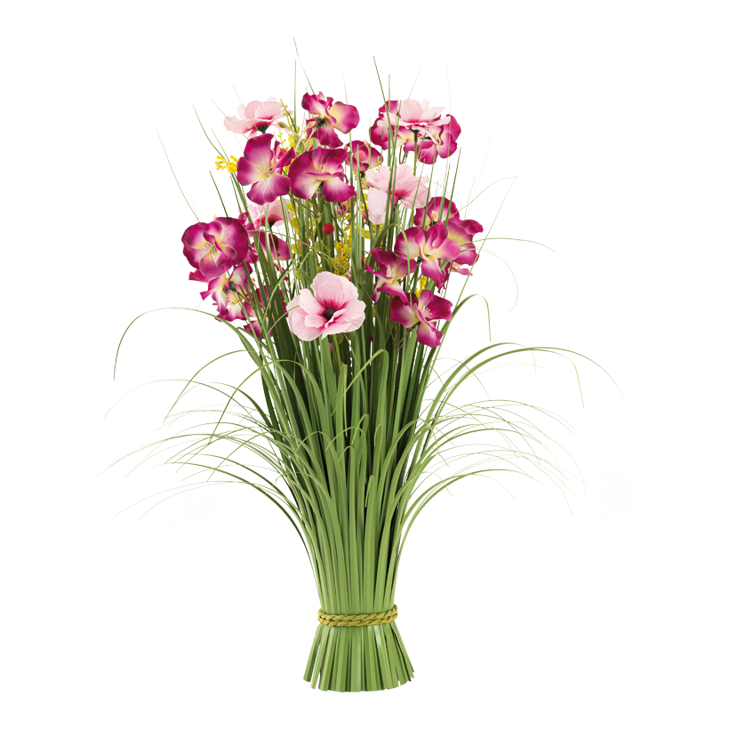 Grasbündel mit Veilchen, 70x30cm Fuß: ø 8cm aus Kunststoff/Kunstseide