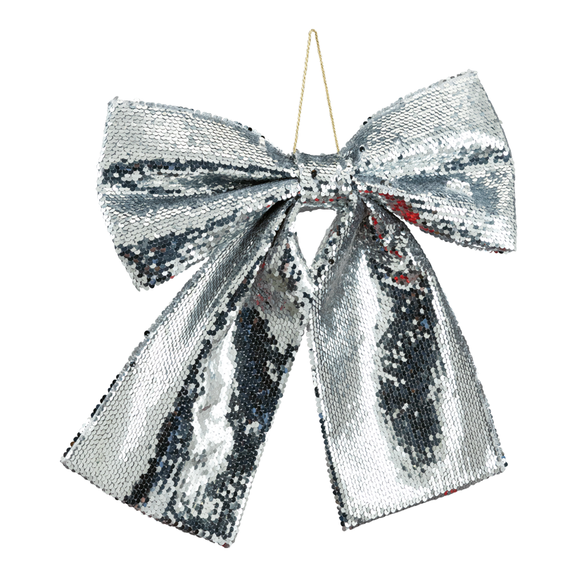 Schleife mit Pailletten, 45x40cm aus Stoff, mit Hänger