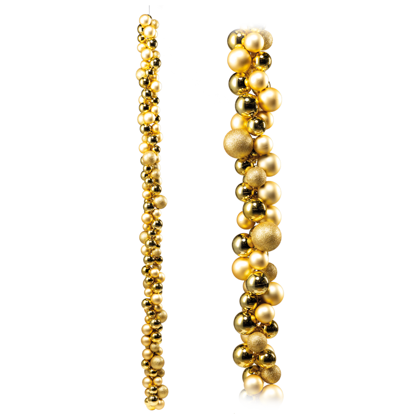 Guirlande de boules de Noël, 170cm Ø 4cm, 5cm und 6cm en plastique, 120 boules mates, brillantes et pailletées