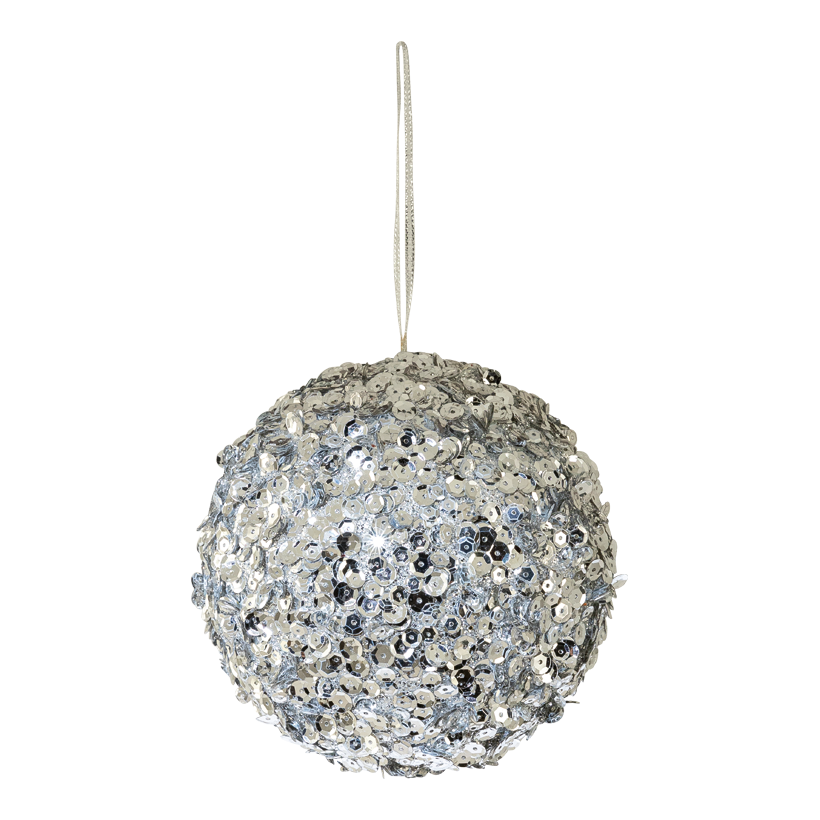 Kugel, ø 15cm aus Styropor, mit Glitzer und Pailletten, mit Hänger