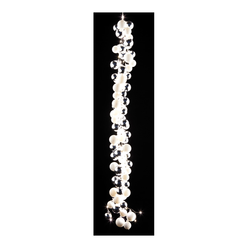 LED-Kugelgirlande, 120cm mit 84 Kugeln & 90 LEDs, 5m Zuleitung, IP44 LED-Kugelgirlande, 120cm mit 84 Kugeln & 90 LEDs, 5m Zuleitung, IP44