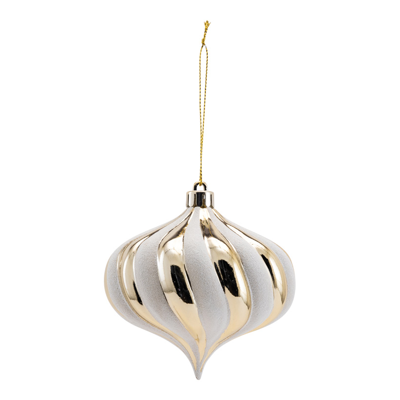 Ornament, ø 10cm aus Kunststoff, zwiebelförmig, mit Hänger