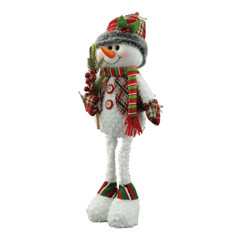 Schneemann mit Schaufel, 61x24x16cm aus Kunststoff/Stoff, stehend
