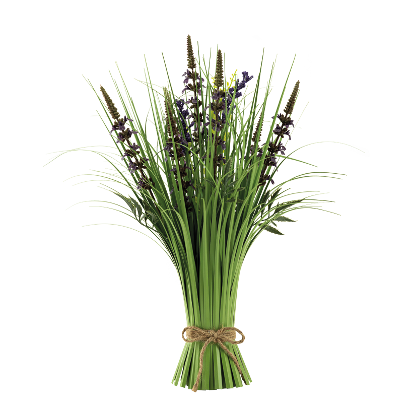 Grasbündel 45cm Fuß: ø 8cm, Breite: ø 25cm mit Lavendel, aus Kunststoff