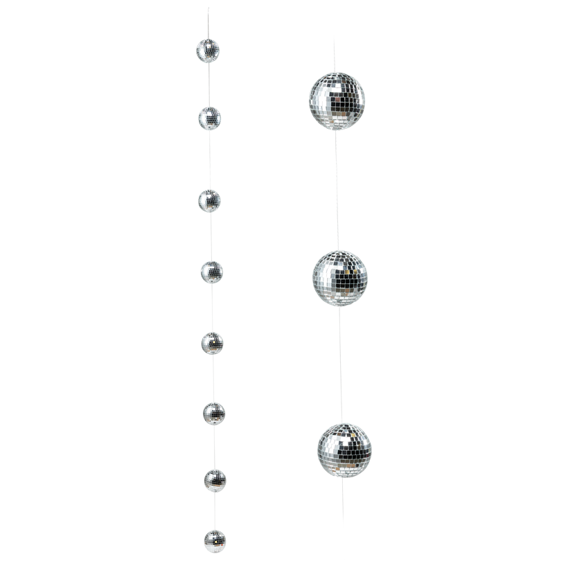 Spiegelkugelgirlande, 180cm aus Styropor und Spiegelplättchen, mit 8 Kugeln in Ø 8cm