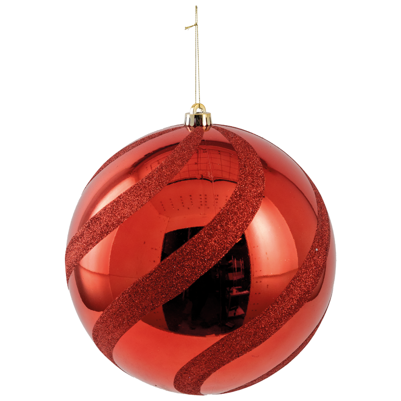 Weihnachtskugel, Ø 25cm aus Kunststoff, mit Glitzerstreifen