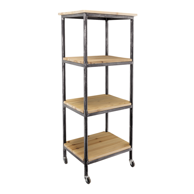 # Holzregal auf Rollen, 36x46x117cm mit 4 Fächern # Holzregal auf Rollen, 36x46x117cm mit 4 Fächern