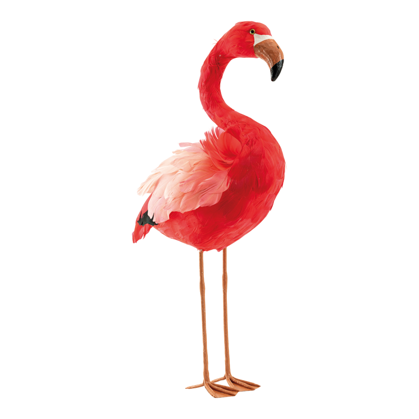 Flamingo, 60x32x17cm aus Styropor mit Federn Flamingo, 60x32x17cm aus Styropor mit Federn
