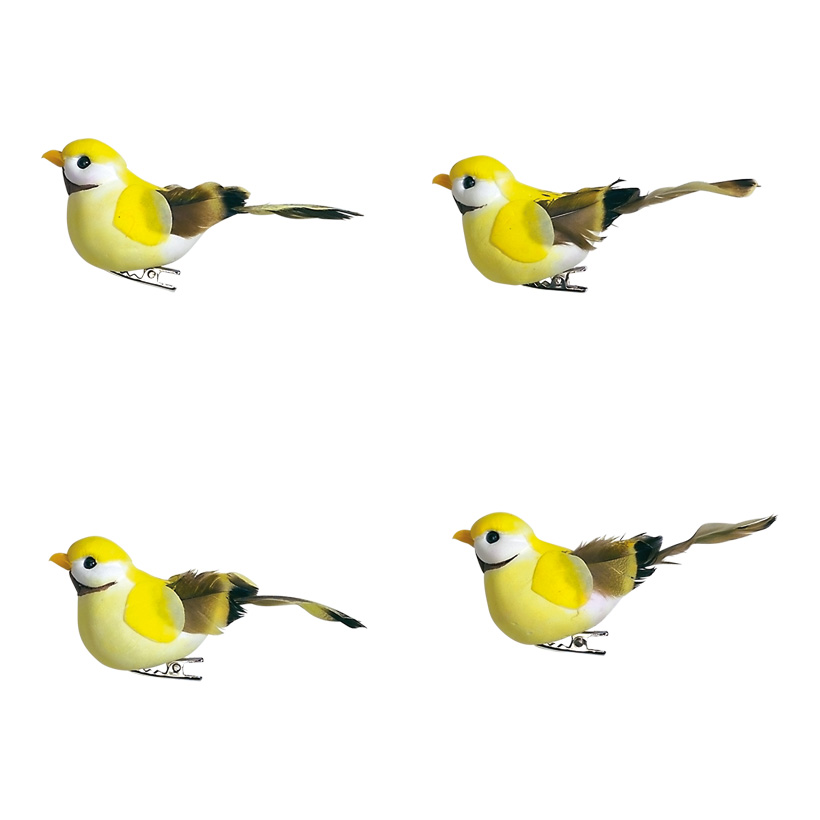 # Vögel 9,5x3,5 x4,5 cm Schaum/Federn, 4 Stk./Satz # Vögel 9,5x3,5 x4,5 cm Schaum/Federn, 4 Stk./Satz