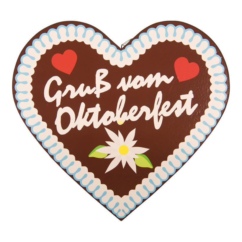 Lebkuchenherz ''Gruß vom Oktoberfest" , 54x50x5cm aus Styropor, doppelseitig, mit Aufhängeöse Lebkuchenherz ''Gruß vom Oktoberfest" , 54x50x5cm aus Styropor, doppelseitig, mit Aufhängeöse
