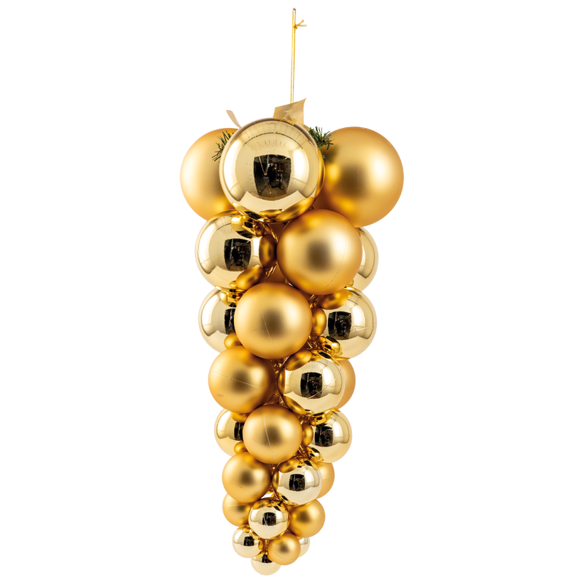 Suspension en forme de grappe, avec sapin, 55cm Ø Kugeln 4-12cm en plastique, 33 boules de Noël, brillantes et mates
