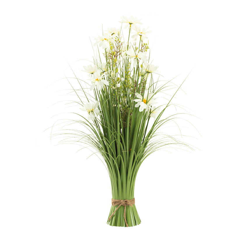 Grasbündel mit Margeriten, 70x30cm Fuß: ø 8cm aus Kunststoff/Kunstseide
